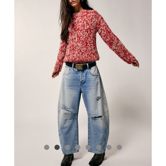 Good Luck Distressed Barrel Jeans - Picture 1 of 9